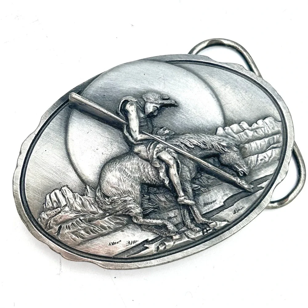 Vintage 1989 Arroyo Grande End of the Trail Belt Buckle USA Made AG 38 Pewter